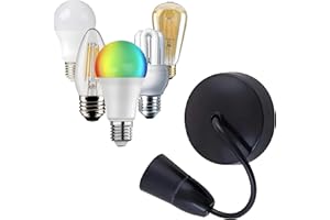 LORD C Ceiling Pendant E27 Heavy Duty Light Bulb Holder Light Fitting Set 6”(150mm) Lamp Hanging Light for Living Dining Room Bedroom Kitchen Supplies Home Accessories 1PC [Energy Class A+] (Black)