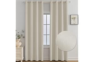 Ystyle Tende Oscuranti Per Interni 2 Pezzi, 140x160 CM, Tende Termiche Camera Da Letto Con Anelli, Tende Fonoassorbenti Per Soggiorno, Tenda Termica Isolante Freddo E Caldo, Beige