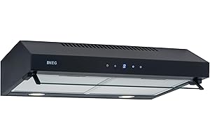 ‎NEG Doppelmotor Design Unterbau-Dunstabzugshaube NEG15-TDLB+ (schwarz), Glas-Front mit Sensor Touch, 384 m³/h Umwälzleistung, Nachlauffunktion, Abluft und Umluftbetrieb