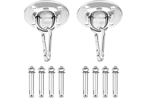 Anruyi 2 Stück Deckenhaken Hängesessel, Edelstahl Deckenhaken Kugelgelagert Hängesessel Befestigung Deckenhalterung mit Karabiner für Boxsack Halterung Schaukelhaken Sling Trainer Yoga (bis 300KG)