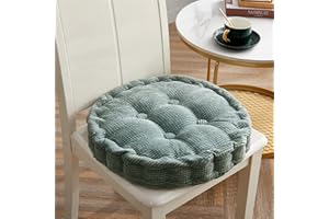 Lukery Rond Coton Coussins de Chaise Tatami Coussin D'assise Confortable Respirant Rembourrés Coussins de Siège pour Bureau Jardin Intérieur Extérieur Décoration (Gris Vert,45X45CM)