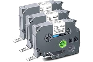 UniPlus Hse-211 Cinta Tubo Termorretráctil Compatible con Brother Hse211 HS211 HS-211 para P-Touch PT-E300VP PT-E500VP PT-E550WVP PT-H300 PT-H300LI 8,8mm x 1,5m Negro sobre Blanco Paquete de 3