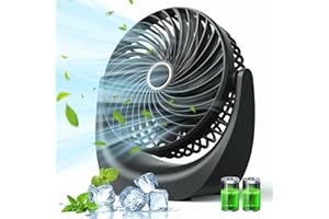 YKGUTILU Ventilator,USB Tischventilator,Mini Ventilator Leise,mit 5 Windgeschwindigkeiten und 360° Drehung,4000mAh Wiederaufladbarer Akku,Ventilator Klein Geeignet für Schreibtische und Wohnungen