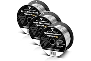 STAHLWERK FLUX Fülldraht Ø 0,9 mm 3er Set E71T-GS – je 0,45 kg D100-Spule für 16 mm Dorn, universell einsetzbar, selbstschützender Schweißdraht, Schweißen ohne Gas, geeignet für viele MIG/MAG-Geräte
