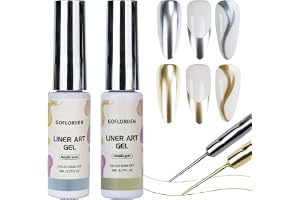 Metallic gel nagellack 2 st guld och silver metallic liner gel nagelkonst 3D-effekt tunn borste för virvel blöt av gör-det-sj
