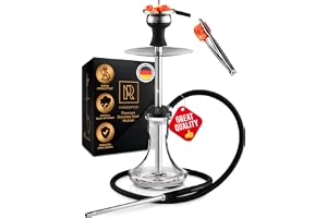 Shisha Pipe Set Stainless Steel Complete Travel Shisha with Shisha Accessories - Hookah Pipe Set including 40 cm Shisha Hose with Mouthpiece M. ROSENFELD