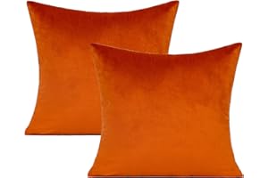 VAKADO Cushion Covers Burnt Orange Velvet 18x18 Inches Decorative Decor Fall Autumn Soft Square Cozy Solid Color Cushion Cases Home for Couch Sofa Bedroom Bed Car Set of 2