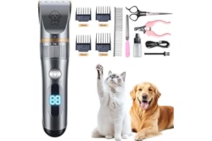 Anluomafuy Leise Hundeschermaschine, Schnurlosen Profi Schermaschine Hund Katze, Tierhaarschneidemaschine Elektrische, IPX7 Wasserdichtes Schermaschine Hund Katze für Dickes/Lockiges/Feines/Langes