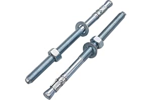 SKIR'CO (10 pcs) Vis d'ancrage à coin plaqué zinc M12 x 180 mm, chevilles métalliques, boulon d'ancrage, chevilles pour maçonnerie, chevilles pour béton