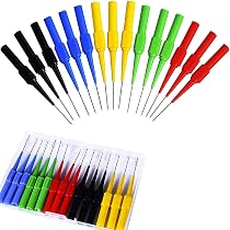 VOSSOT Lot De 5 Câbles Multimètre Avec Pinces Crocodiles - 4mm, 5 Couleurs - Pour Tests Électriques