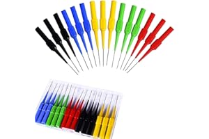 RUNCCI-YUN Multimètre 15 pièces Sonde de test isolée, embouts 4mm connecteur banane flexible, stylo de test (bleu, vert, jaune, rouge, noir)