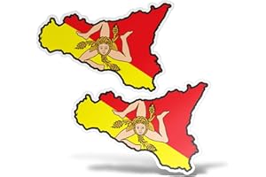 erreinge Aufkleber X2 Sizilien Italien Trinacria Shaped Adhesive PVC für Abziehbild Tapete Auto Moto Helm Camper Laptop - 10 cm