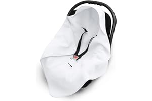 EliMeli Coperta per ovetto, 100% cotone, per seggiolino auto, in tessuto a nido d'ape per l'estate e la primavera, universale, ad esempio Maxi Cosi, ideale come coperta per passeggino (bianco)