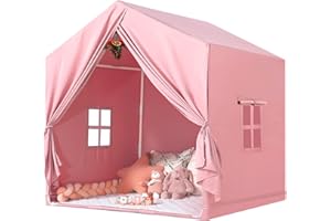 WILWOLFER Cabane Tente Enfant Interieure: Rose Tente Enfant Exterieur de Jardin - Tante Maison Intérieur Fille avec Fenêtre - Maison de Jeux Interieur Cabane Chambre - Jeu Garçons Filles