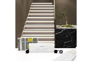 KOMIGAN Intelligent Motion Sensor Cascading Style LED Stair Lighting Kit KMG-3233, 23.6 Inch (60 cm) Length Aluminum LED Light Bar (Cool White 6000K, 16 Stairs)