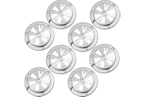 OGANAZI 8 Stück Edelstahl Rund Lüftungsrosette, Silber Rundlüfter Verschließbar Lüftungsschieber, Grill Lüftungsblech Kiemenlüfter für Gasofen Feuertonne Grillparty Hütte Hühnerstall, innen und außen