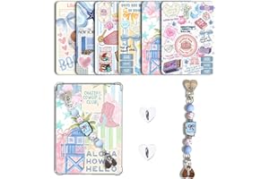 CuddleJunk 6 PCS 6.8” x 4.8” Clear Back Cover Inserts Compatible for Kindle Paper white 11th-12th Color Soft with Silicone Beaded Strap Charm, Accessories for Kindle E-reader