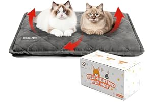 MORA PETS Heated Pad for Cats Puppies, Thicker Self Heating Cat Bed, Cozy Thermal Pet Blanket with Washable Cover, Heated Cat Beds for Indoor Outdoor, Kitten Warming Pad with Anti-Slip Base 61x46cm
