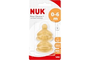 NUK First Choice+ Latex-Trinksauger | für ein natürliches Trinkgefühl | kiefergerechte Form | Größe 1 | 0-6 Monate | M für Milch | 2 Stück
