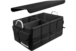 ‎DEYOOXI Deyooxi Kofferraum Organizer - Kofferraumtasche mit Deckel,Faltbar Stabil Auto Organizer Kofferraum, Organizer Box mit Antirutsch-Klett,Wasserdicht Auto Organizer mit Aluminium Rutschfesten Haken