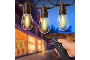 MAIHAHA 107ft Dimmable Outdoor String Lights, 32x1w Led Bulbs Remote Control Festoon Lights Outdoor,Garden Lights Mains Powered for Backyard, Fence, Pergola, Gazebo, (Low Voltage 12v)