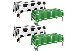 APUXXJUPA Football Tablecloth - 4 Pcs Football Themed Party Decorations Tablecloths for Sports Events Kids Ball Themed Supplies, 130 x 220 cm, 2 Style