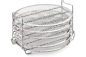 BTSEURY Estante para freidora de aire de 5 niveles compatible con Ninja Foodi apilables deshidratadores estantes de grado alimenticio de acero inoxidable para freidora de aire, accesorios para