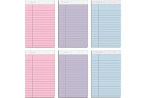 Tops Prism Brand 63016 Lot de 6 blocs-notes légaux 5 x 8, 2 rose/2 bleu/2 violets, lignés étroits, 50 feuilles par bloc-notes, fabriqués aux États-Unis