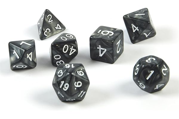 shibby 7 dés polyédriques pour Les Jeux de rôle et Les Jeux de Table en Noir avec Sac