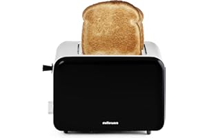 Mellerware - Toaster Grille-pain Crispy! 850W | Design originale compacte | Trois couleurs | 2 compartiments de 14 x 4 cm | Fonction de réchauffage et de décongélation avec ramasse-miettes | Noir