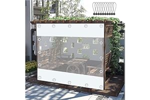 WZYJLyds Paneles Laterales de Lona Impermeable Transparente, Cortinas de Lona Alquitranada Exterior, Plegable, Lona de PVC Resistente con Ojales, para Pérgola Porche