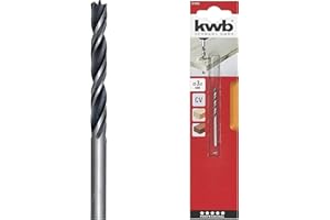 kwb broca en espiral para madera, formada sin virutas, doble espiral, para un avance recto y estable, con punta para centrar y precortador, para perforaciones exactas, para madera blanda y dura