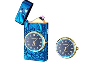 RSBYE Encendedor Eléctrico Delfín con Reloj, Encendedor de Plasma de Doble Arco, Elegante Encendedores Personalizado, USB Recargable Encendedores para Hombre y Mujer con Caja de Regalo (Azul)