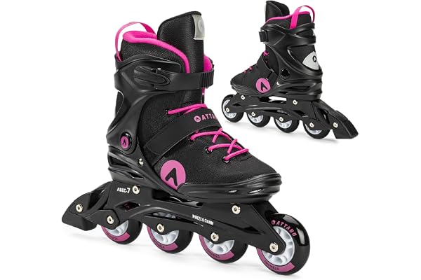 ATTABO Cyclone Fitness Rollers pour Femme Taille 36-42 EU ABEC-7 Roues PU 82A Coque TPR Semi-Dure Frein Confort Stabilité Triple Ajustement Matériaux durables Couleur Noir/Rose
