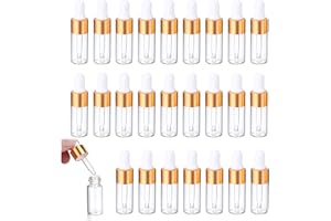ChAusa 25 Pcs Mini Bottiglie Contagocce, Flacone Contagocce Trasparente 5ml, Bottiglie di oli Essenziali Campione Contagocce, con Pipette Contagocce, Applica a Laboratorio, Olio Essenziale