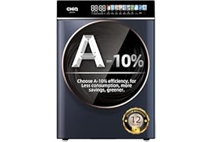 CHiQ CW106581AXU Washing Machine, 10kg, 1400rpm, BLDC Inverter Motor, 12 Washing Cycles, Steam Care, LED Touchscreen, Grey