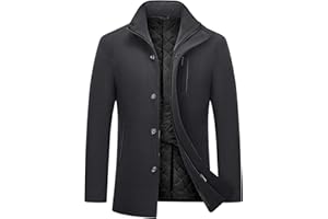 MODFUL Herren Wollmantel Mittellang Warm Wolle Wintermantel Peacoat Slim Fit für Business
