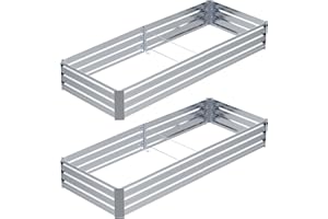 CQWLKEJ 2PCS 507L Raised Beds for Garden, 6X3X1ft Planter Raised Beds Boxes Outdoor, Large Metal Raised Garden Beds for Vegetables, Raised Beds for Garden Vegetables Flower Fruit(180X90X30CM)