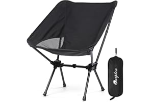 Outplea Sedie Pieghevoli da Campeggio Ultraleggera, Sedia da Pesca Piccolo con Borsa da Trasporto, Sedie Pieghevoli Portatile da Esterno Spiaggia Giardino Picnic, Negro