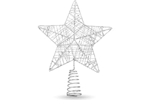 ‎MERRYXMAS Czubek na choinkę z gwiazdą – czubek i ozdoba na choinkę na Boże Narodzenie (srebrny)