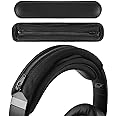 GEEKRIA Hook and Loop Headband Cover + Headband Pad Set, Headband Protector with Zipper Closure, DIY Installation No Tool Needed, Compatible with Medium Sized Headphones (Protein Leather/Black)