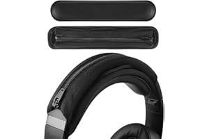 Geekria Hook and Loop Headband Cover + Pad Set, Protector with Zipper Closure Compatible with Medium Sized Headphones, Easy DIY Installation (Protein Leather/Black)