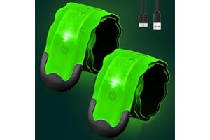 Fitense 2 Pezzi Bande Catarifrangenti - 5 Colori & 3 modalità Illuminazione Braccialetti, LED Ricaricabile USB Braccialetto, Alta visibilità Fascia Braccio per Corsa, Bicicletta, Corsa Notturna