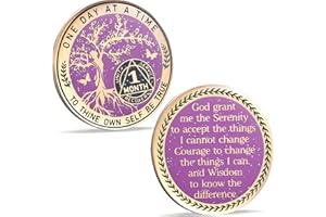 LParkin Pièce de sobriété de 1 mois, pièce d'arbre de vie, cadeau de sobriété pour femme, puce de sobriété de 30 jours, médaillon alcooliques anonymes