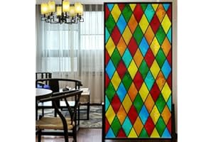 LXDWEI Pellicola decorativa per finestre, stile chiesa europea, vetro colorato, senza colla, statico, adesivo decorativo per finestre, 40 x 120 cm (larghezza x lunghezza)