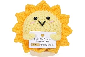 HUKUMA Positive Geschenke Sonnen-Strickpuppe,Blumen Dankegeschenk, Pocket Hug Kleine Abschiedsgeschenk mit Positiver Motivation, Geburtstage Jubiläen, Ermutigungsgeschenke für Freunde, Kollegen