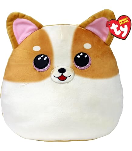 TY Squish A Boos Dog Fetch White 14 Inches