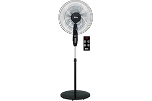 ZILAN Z ŞEKIL Zilan, Ventilateur sur pied avec écran LED 16'', 3 réglages de la vitesse, minuterie de 8 heures, 3 réglages de la vitesse oscillation, 60 Watt