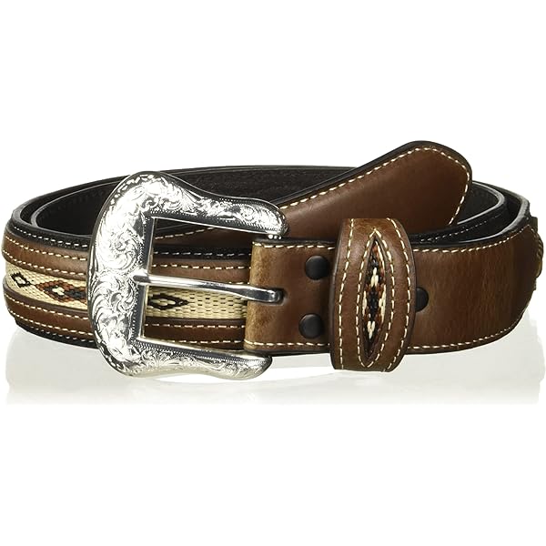 Western Genuine Bison Leather Belt For Men - Engraved Rodeo Star Ranger Belt, Brown, 34 Inch - View #3