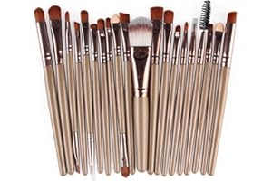 Makeup Brushes ZHIYE Make up Brush Set 20 PCs Professional Face Eyeliner for Foundation Blush Concealer Eyeshadow with Travel Brown